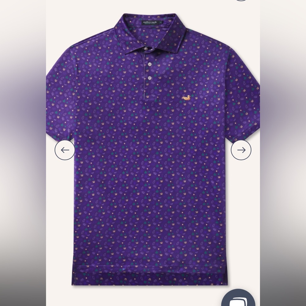 ISO size Lg Neutral Ground Flyline Performance Polo featuring Mardi Gras colors